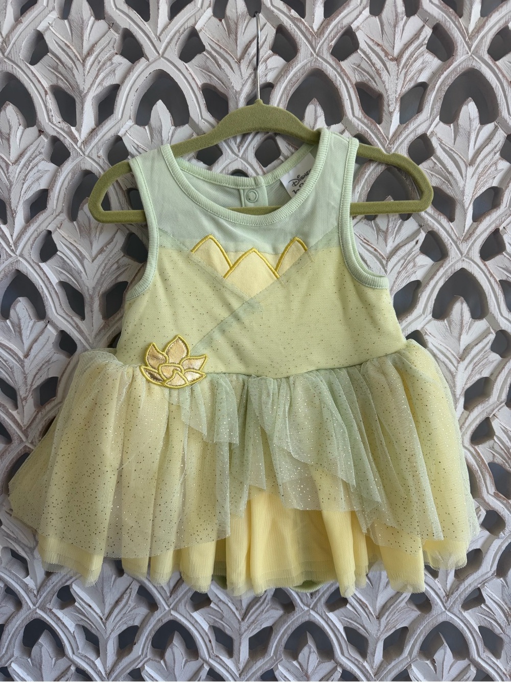 Disney Baby Tiana Tutu Dress 6-9M Green Gold